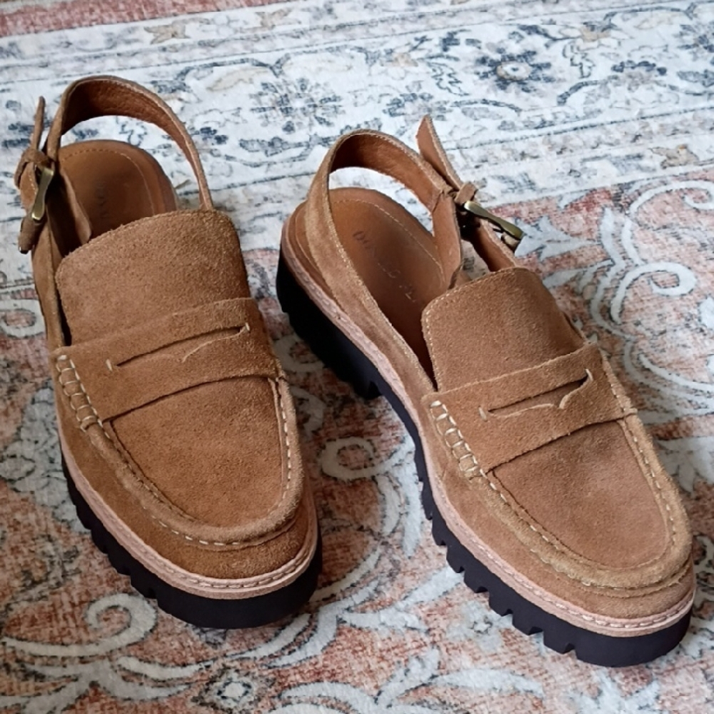 Donald J. Pliner Tan Suede Slingback Loafers